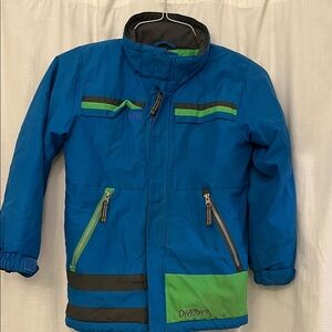 Snow Dragon Blue and Green ski/board pants and jacket u